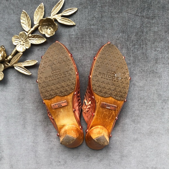 Bridget Shuster copper metallic abba clogs mules - Picture 4 of 4